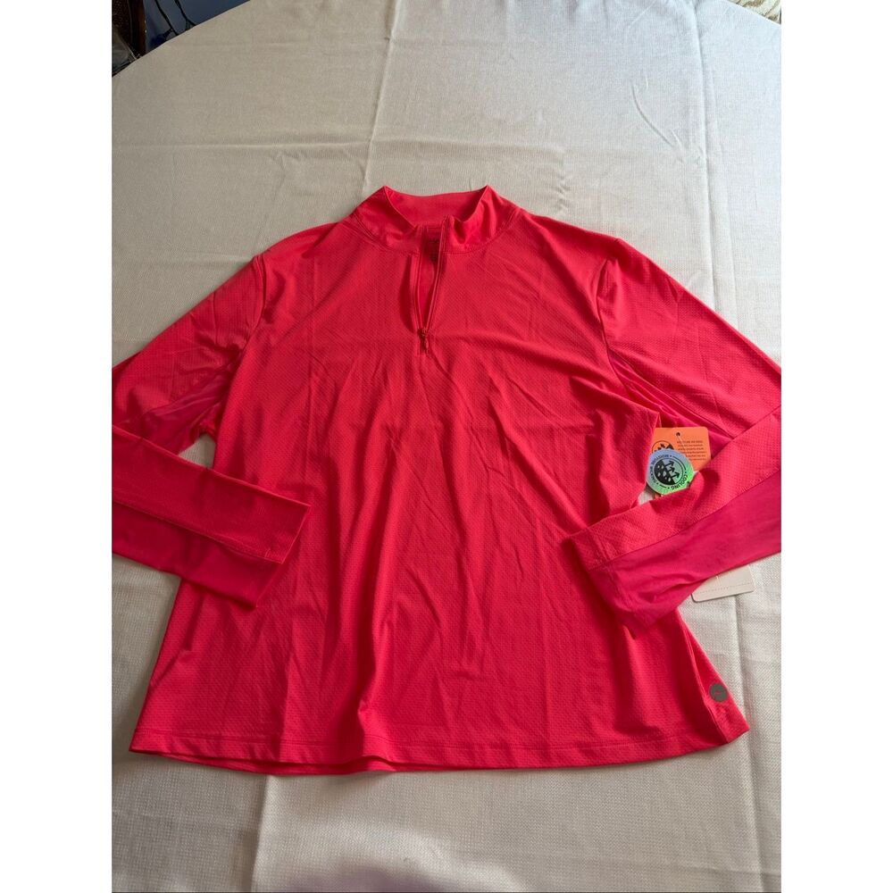 NWT Gottex Women’s XL Coral Pink 1/4 Zip Performance Pullover Golf Active Top